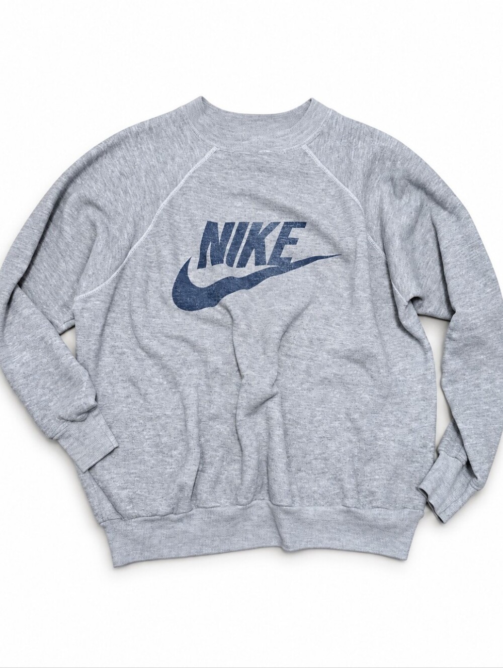 Vintage 70s Nike Orange Tag Crewneck Sweatshirt Grey Made In USA Raglan Swoosh